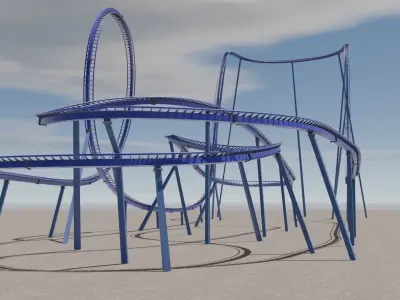 Rollercoaster roller coaster at amusement park  Low-poly 3D model