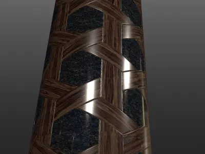 Wood-ceramic floor Low-poly 3D model