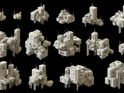 Sci-Fi Buildings Pack - 30 Buildings 3D model