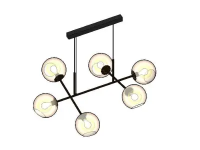 Mid Century Modern 6 Light DNA Chandelier Light Fixture  3D model