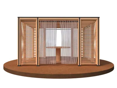 Modern wood pergola patio sunshade gazebo 3D model