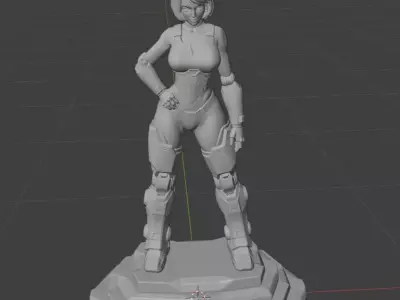 Android Girl SciFi Anime 3D Model High Res Low Poly Versions 3D print model