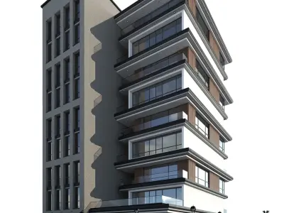 Residential building No 1 Low-poly 3D model
