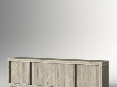 BEZIER PANEL 4-DOOR MEDIA CONSOLE 3D model