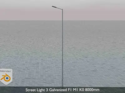Street Light 3 Galvanized F1 M1 K0 8000mm Low-poly 3D model