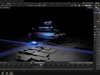 Futuristic Sci-Fi Robotic Vehicle with Glowing Particle Trails   3D model