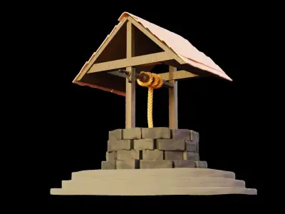 Low Poly Stone Well Low-poly 3D model
