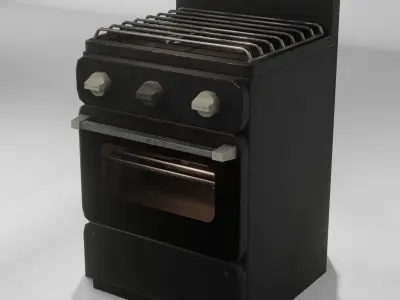 Gas range  old post-soviet  2 Burners  PBR  low-poly  game-ready Low-poly 3D model
