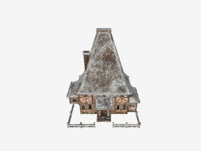 Medieval Building A11 Snow Wood - Scenery Backdrop House Low-poly 3D model