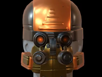 Gas mask helmet 3d model scifi Low-poly  PBR 3D model
