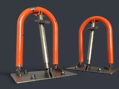 Folding Parking Barrier 1 PBR Game Ready Low-poly 3D model