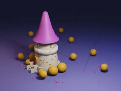 Small cartoon ancient castle 3D model