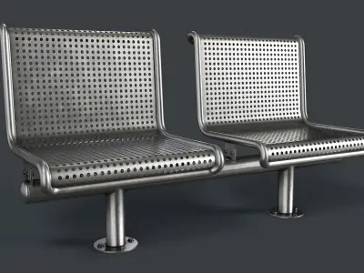 Metal Modern Bench 32 PBR Game Ready Low-poly 3D model