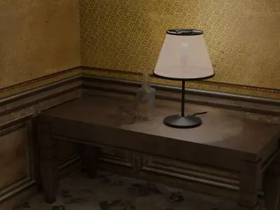 Desk lamp and table set 3D model