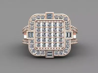 Rose Gold Women Diamond Ring 3D print model 3D print model 53