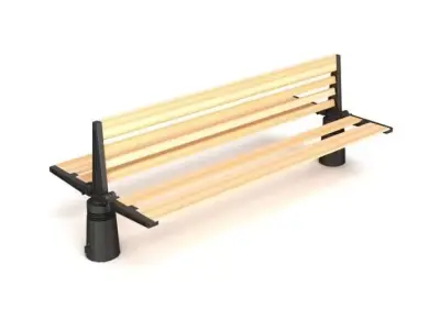 Metal And Wood Park Bench 3D model