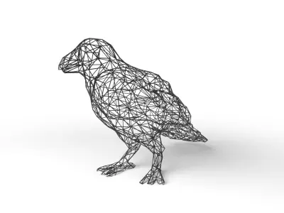 Crow Wireframe Low-poly 3D model