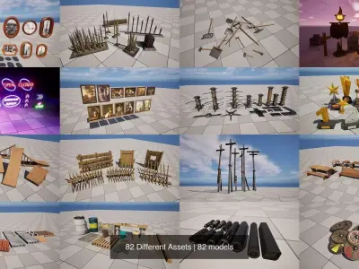 82 Different Assets 3D Model Pack