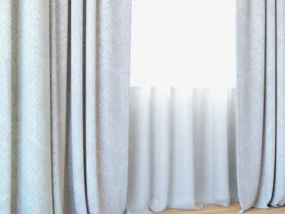 Curtains 27 Curtains with Tulle 3D model