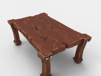 stylized dining table Low-poly 3D model