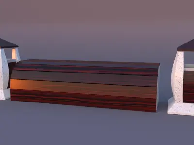 Park bench and rubbish bin  3D model