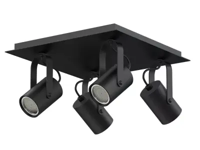 Black Quadruple Lights 3D Model 3D model