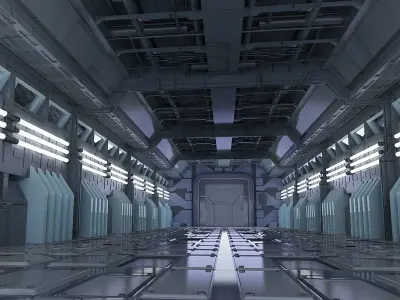 Space stations passages sci-fi scenarios corridors labs 3D model