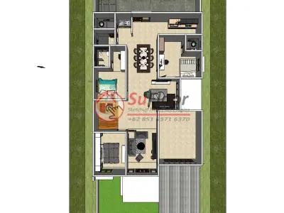 House 10x20m code 468- Sketchup 3D model 3D model 3D model