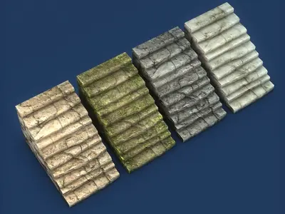 Rock Stairs Module Low-poly 3D model