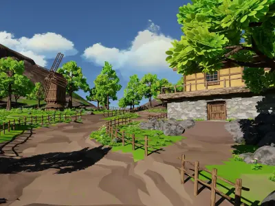 Windmill Pond Scene 3D model