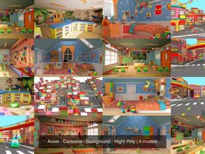 Asset - Cartoons - Background - Hight Poly 3D Model Pack