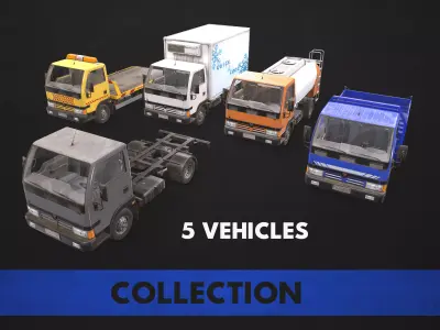 Light Truck Collection Low-poly 3D model