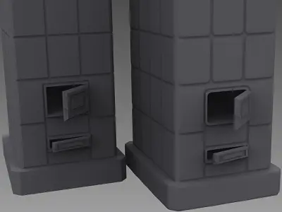  room furnace  Low-poly 3D model