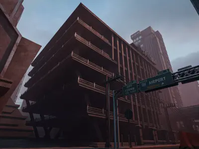 DYSTOPIAN BRUTALIST BUILDING SCIFI 03 Low-poly 3D model
