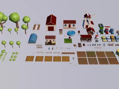 Farm collection Low-poly 3D model