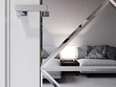 Interior door decorated with beveled mirror 3D model