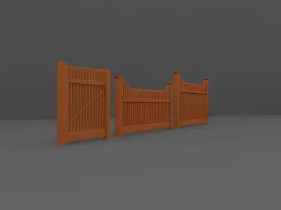 Wood Fence Low-poly 3D model