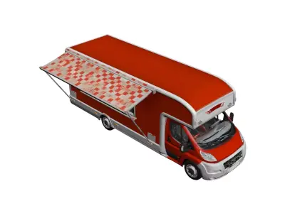 Classic Red Food Truck Street Food Mobile Catering Vehicle 3D model