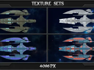 Space fighter D46 Trident Low-poly 3D model