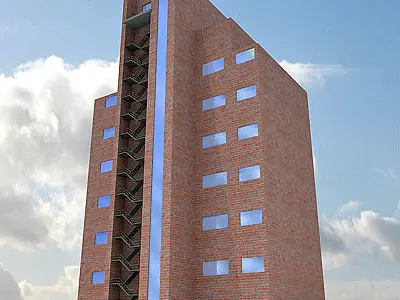Modern Red Brick Building 62 3D model
