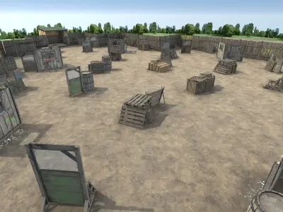 Paintball Game Arena Design Unity 3D Low-poly 3D model