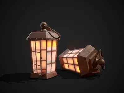 PBR Pirate Lantern Low-poly 3D model