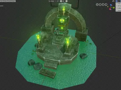 Creepy Well Altar Animated Low-poly 3D model