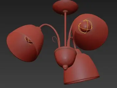 Lustra three light ceiling fixture with glass shades 3D model