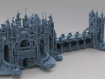 Ancient Culture Ruins bridge and temple 2  3D model