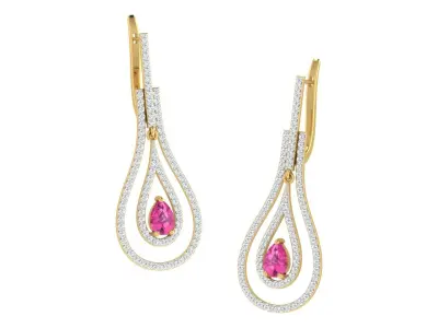 Light Weight Yellow Gold Diamond Earring  -ER-2201 3D print model