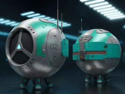 PR-02MV futuristic robot Low-poly 3D model