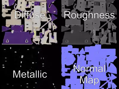 Purple Castle model pack Low-poly 3D model