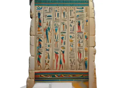 Ancient Egyptian Stone Wall with Hieroglyphs Low-poly 3D model