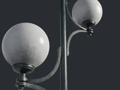 Spherical Street  lamp whith double stand 3D model